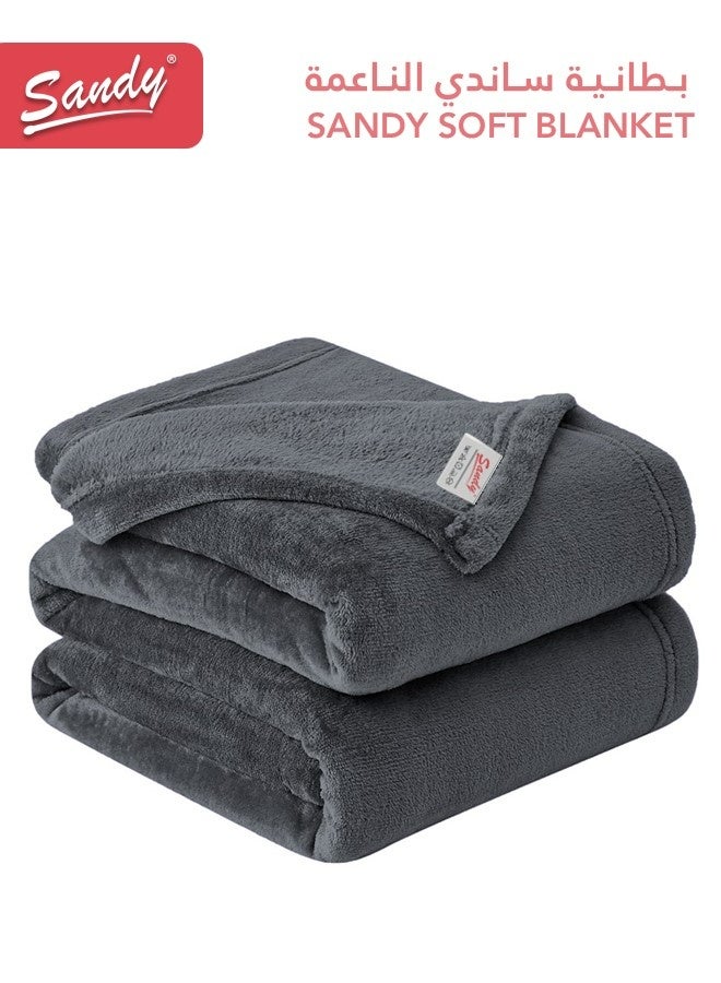Sandy Lightweight Bedding Blanket, Single Size 220 x 170 cm, High Quality and Super Soft All Season Fleece Blanket, Optimal for Bed, Sofa, Couch and Home Decorations, Grey - Image 2